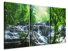 Laden Sie das Bild in den Galerie-Viewer, Leinwandbild 3-teilig Wasserfall Agua Azul
