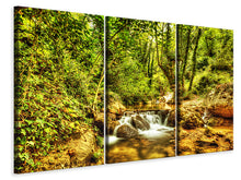 Laden Sie das Bild in den Galerie-Viewer, Leinwandbild 3-teilig Wasserfall im Wald