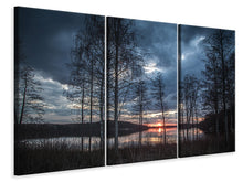 Laden Sie das Bild in den Galerie-Viewer, Leinwandbild 3-teilig Bäume am See