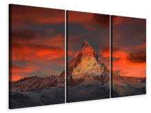 Laden Sie das Bild in den Galerie-Viewer, Leinwandbild 3-teilig Berge der Schweiz bei Sonnenuntergang