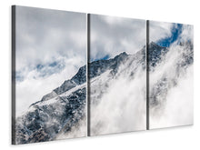 Laden Sie das Bild in den Galerie-Viewer, Leinwandbild 3-teilig Bergsicht mit Wolken