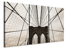 Laden Sie das Bild in den Galerie-Viewer, Leinwandbild 3-teilig Brooklyn Bridge mit Wolken