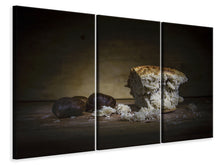 Laden Sie das Bild in den Galerie-Viewer, Leinwandbild 3-teilig Brot mit Maronen