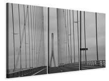 Laden Sie das Bild in den Galerie-Viewer, Leinwandbild 3-teilig Brücke der Normandie im Nebel
