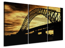 Laden Sie das Bild in den Galerie-Viewer, Leinwandbild 3-teilig Brücke im Abendlicht