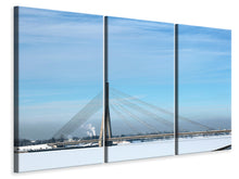 Laden Sie das Bild in den Galerie-Viewer, Leinwandbild 3-teilig Brücke im Schnee