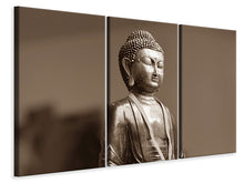 Laden Sie das Bild in den Galerie-Viewer, Leinwandbild 3-teilig Buddha in Meditation XL