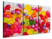 Laden Sie das Bild in den Galerie-Viewer, Leinwandbild 3-teilig Bunte Bonbons