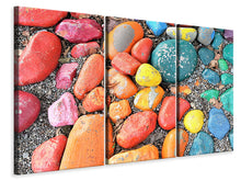 Laden Sie das Bild in den Galerie-Viewer, Leinwandbild 3-teilig Bunte Steine