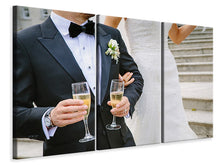 Laden Sie das Bild in den Galerie-Viewer, Leinwandbild 3-teilig Champagner zur Hochzeit
