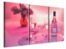 Laden Sie das Bild in den Galerie-Viewer, Leinwandbild 3-teilig Cheers in rosa-rot