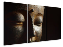 Laden Sie das Bild in den Galerie-Viewer, Leinwandbild 3-teilig Close up Buddha Kopf
