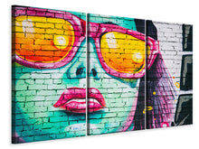 Laden Sie das Bild in den Galerie-Viewer, Leinwandbild 3-teilig Coole Graffiti-Wand