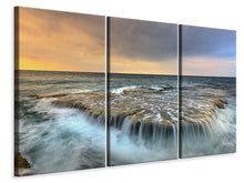 Laden Sie das Bild in den Galerie-Viewer, Leinwandbild 3-teilig Das tosende Meer