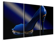 Laden Sie das Bild in den Galerie-Viewer, Leinwandbild 3-teilig Der blaue High Heel