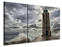 Laden Sie das Bild in den Galerie-Viewer, Leinwandbild 3-teilig Der Leuchtturm in Marseille