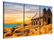 Laden Sie das Bild in den Galerie-Viewer, Leinwandbild 3-teilig Die kleine Kirche