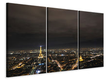 Laden Sie das Bild in den Galerie-Viewer, Leinwandbild 3-teilig Die Lichter von Paris