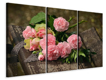 Laden Sie das Bild in den Galerie-Viewer, Leinwandbild 3-teilig Ein Rosenstrauss