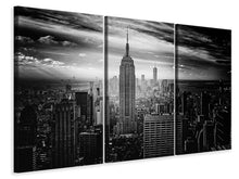 Laden Sie das Bild in den Galerie-Viewer, Leinwandbild 3-teilig Empire State Building sw