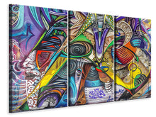Laden Sie das Bild in den Galerie-Viewer, Leinwandbild 3-teilig Fantasie Graffiti