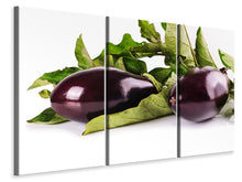 Laden Sie das Bild in den Galerie-Viewer, Leinwandbild 3-teilig Frische Auberginen