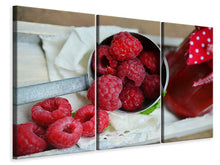 Laden Sie das Bild in den Galerie-Viewer, Leinwandbild 3-teilig Frische Himbeeren