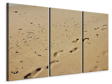 Laden Sie das Bild in den Galerie-Viewer, Leinwandbild 3-teilig Fußspuren im Sand