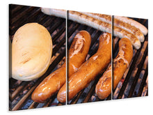 Laden Sie das Bild in den Galerie-Viewer, Leinwandbild 3-teilig Gegrillte Wurst