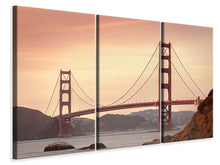 Laden Sie das Bild in den Galerie-Viewer, Leinwandbild 3-teilig Golden Gate Brücke im Abendlicht