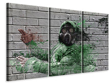 Laden Sie das Bild in den Galerie-Viewer, Leinwandbild 3-teilig Graffiti Gasmaske
