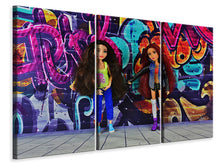 Laden Sie das Bild in den Galerie-Viewer, Leinwandbild 3-teilig Graffiti Puppen