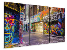 Laden Sie das Bild in den Galerie-Viewer, Leinwandbild 3-teilig Häuser mit Graffiti