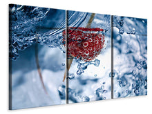 Laden Sie das Bild in den Galerie-Viewer, Leinwandbild 3-teilig Himbeere im Wasser
