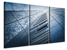 Laden Sie das Bild in den Galerie-Viewer, Leinwandbild 3-teilig Hochhaus in den Wolken