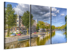 Laden Sie das Bild in den Galerie-Viewer, Leinwandbild 3-teilig Idyllisches Amsterdam
