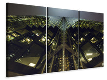 Laden Sie das Bild in den Galerie-Viewer, Leinwandbild 3-teilig Imposante Architektur in der Nacht