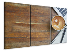 Laden Sie das Bild in den Galerie-Viewer, Leinwandbild 3-teilig Kaffee zur Arbeit