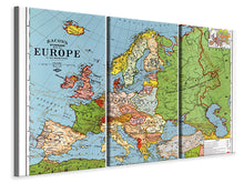 Laden Sie das Bild in den Galerie-Viewer, Leinwandbild 3-teilig Karte Europa