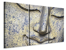 Laden Sie das Bild in den Galerie-Viewer, Leinwandbild 3-teilig Kopf eines Buddha in XXL
