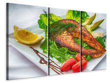 Laden Sie das Bild in den Galerie-Viewer, Leinwandbild 3-teilig Lachs Teller