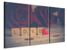 Laden Sie das Bild in den Galerie-Viewer, Leinwandbild 3-teilig Liebe in Buchstaben