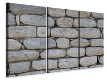 Laden Sie das Bild in den Galerie-Viewer, Leinwandbild 3-teilig Mauer aus Natur Steinen