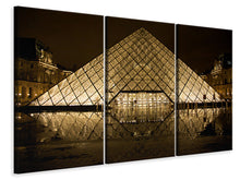 Laden Sie das Bild in den Galerie-Viewer, Leinwandbild 3-teilig Nachts am Louvre