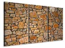 Laden Sie das Bild in den Galerie-Viewer, Leinwandbild 3-teilig Natur Steinmauer