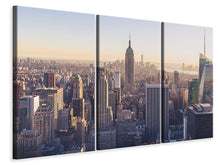 Laden Sie das Bild in den Galerie-Viewer, Leinwandbild 3-teilig New York bei Sonnenaufgang