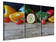 Laden Sie das Bild in den Galerie-Viewer, Leinwandbild 3-teilig Obst und Gemüse