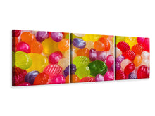 Laden Sie das Bild in den Galerie-Viewer, Panorama Leinwandbild 3-teilig Bunte Bonbons