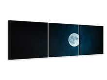 Laden Sie das Bild in den Galerie-Viewer, Panorama Leinwandbild 3-teilig Imposanter Vollmond