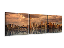 Laden Sie das Bild in den Galerie-Viewer, Panorama Leinwandbild 3-teilig Toronto in der Abenddämmerung